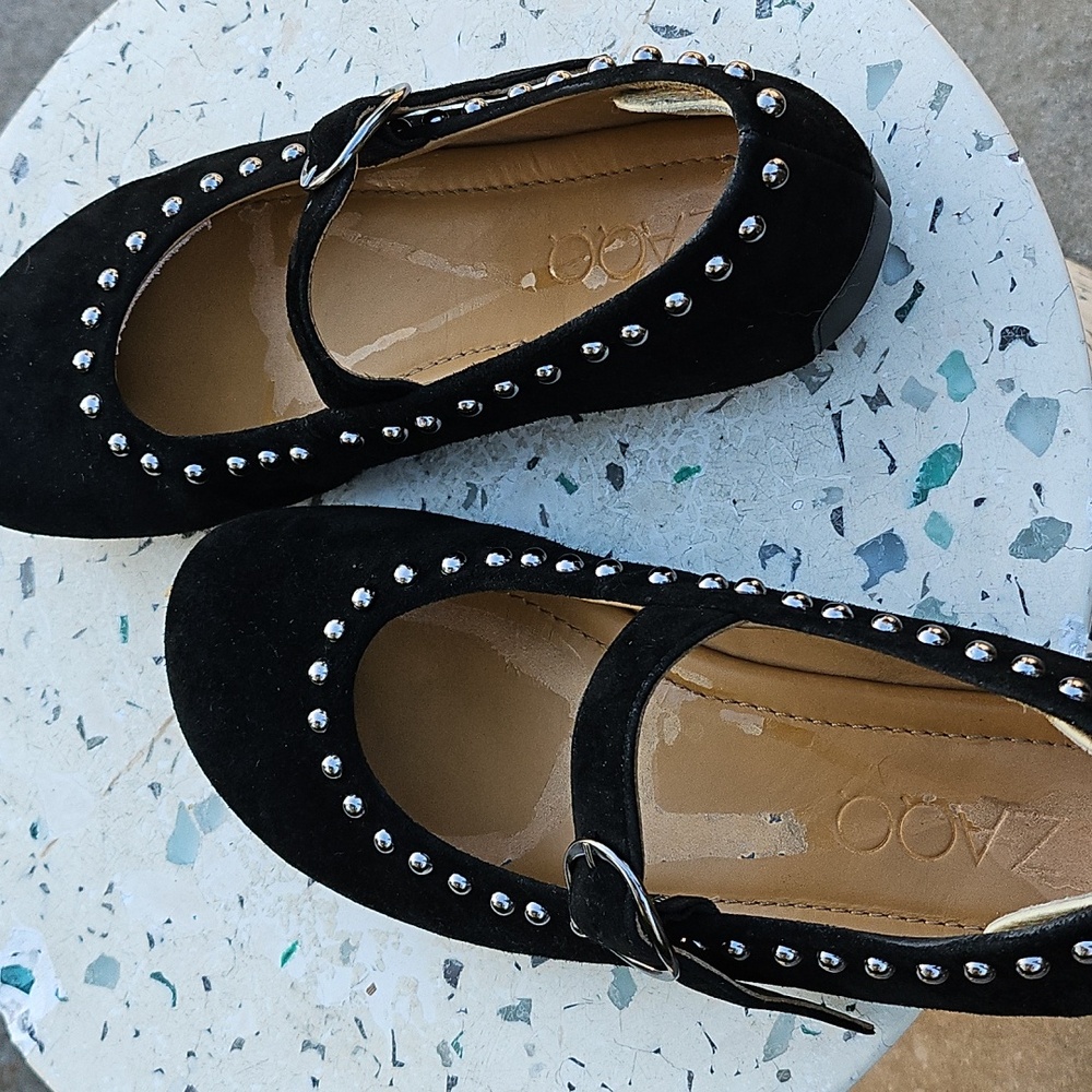 ZAQQ Qerp Velors Black Suede Barefoot Loafers Sz 39